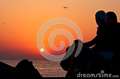 Lovers sunset Stock Photo