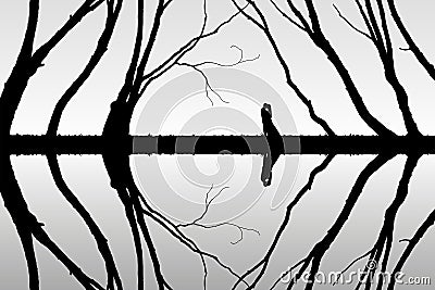 Lovers among trees Vector Illustration