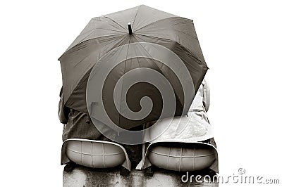 Lovers under umbrella Stock Photo
