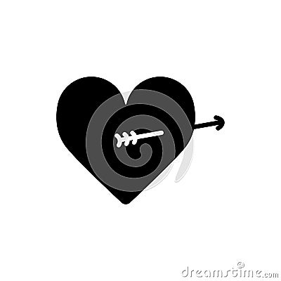 Lovestruck or arrow through heart flat icon for apps and websites Vector Illustration