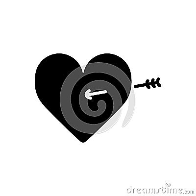 Lovestruck or arrow through heart flat icon for apps and websites Vector Illustration