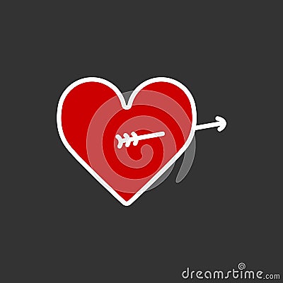 Lovestruck or arrow through heart flat icon for apps and websites Vector Illustration