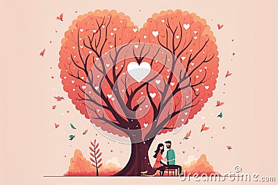 Lovestruck Under the HeartShaped Crown Tree Stock Photo