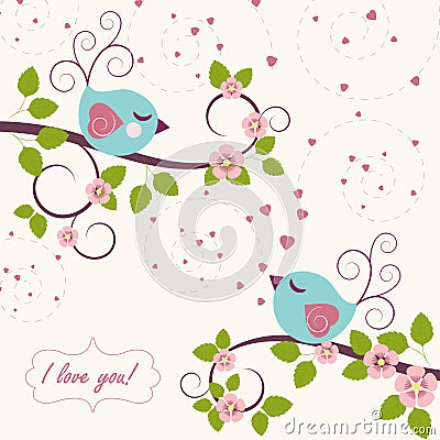 Loving birds Vector Illustration