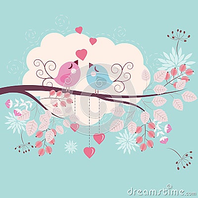 Loving birds Vector Illustration