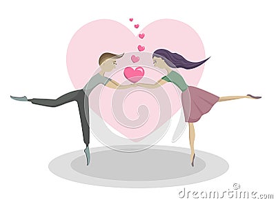 Love story of a dancing couple. Vector Illustration