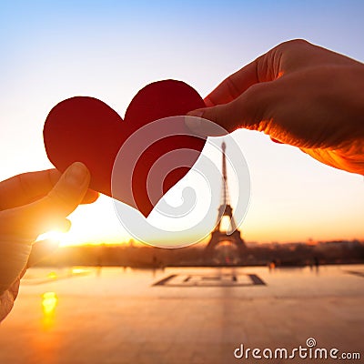 Loving couple in Paris Stock Photo