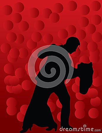 Loving couple on red background Vector Illustration
