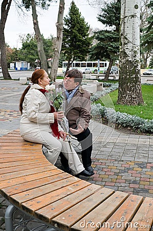 Loving couple in the winter. Stock Photo