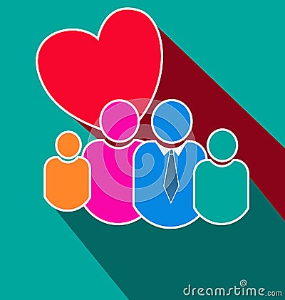 Loving family team group, stylized icon. Vector Illustration