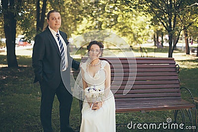 Loving Groom and Bride Stock Photo