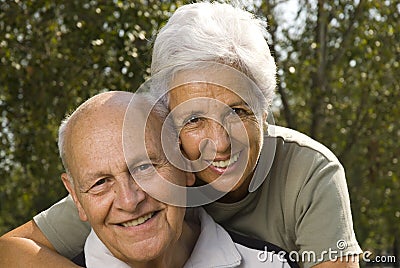 Loving, handsome senior couple Stock Photo