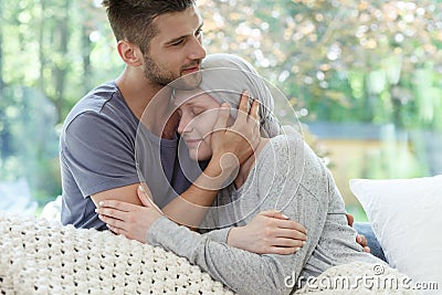 Marriage fighting with cancer together Stock Photo