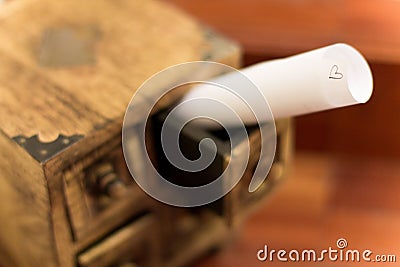 Loving message in a little wood box Stock Photo