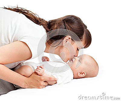 Loving mother playing with her baby girl infant Stock Photo