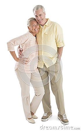 Loving Senior Couple Against White Background Stock Photo