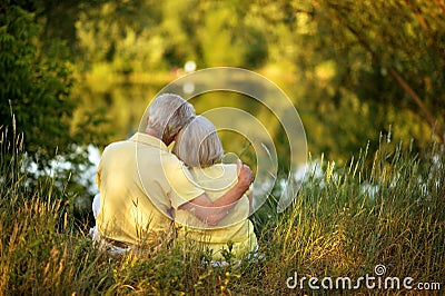 Loving senior couple posing Stock Photo