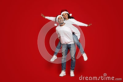 Loving xmas couple enjoying winter holidays together Stock Photo