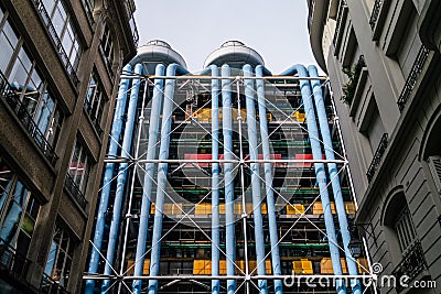 Low angle beautiful shot of The Centre Pompidou in Paris France Editorial Stock Photo