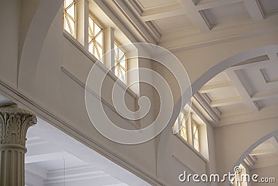 Low angle of the beautiful white design of a building constructed with GIPS Stock Photo