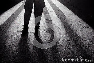 Low angle of horror spooky country road or asphalt urban highway going into the distance atmospheric nightmare mood Stock Photo