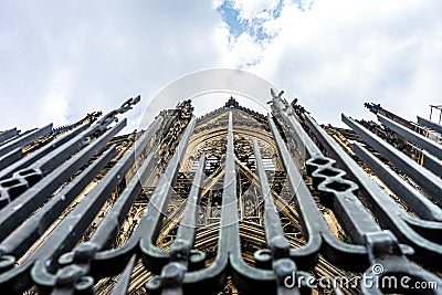 Low angle shot of a beautiful cathedral of Cologne, Germany Editorial Stock Photo