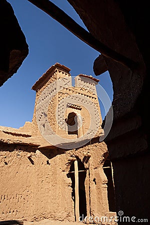 Detall, Kasbah of clay Ait Ben Haddou in Morocco Stock Photo
