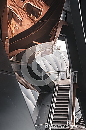 Low angle shot of Hudson Yards interior in Manhatten, New York City Editorial Stock Photo