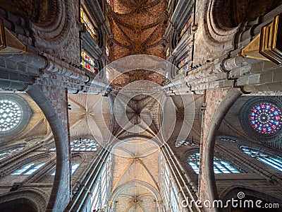 Low-angle shot of the interior of the cathedral of Avila in Spain Editorial Stock Photo