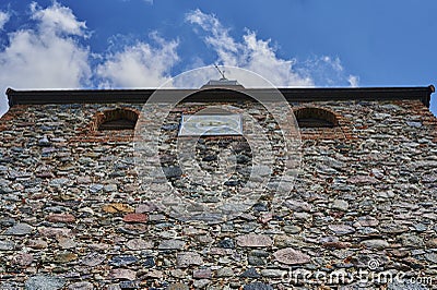 Low angle shot from the tower of a medieval village church in Germany Stock Photo