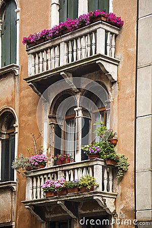 Low angle view of a balcony of residential building Stock Photo