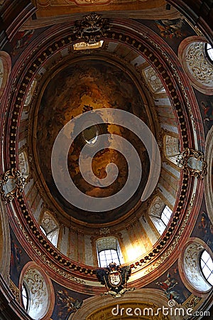 Cupola of baroque church of St Peter in Vienna Stock Photo
