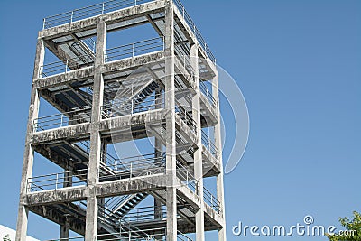 Low angle view of concrete handrail staircase Stock Photo