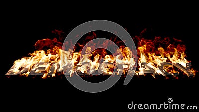 Low-angle view of Democracy Word on Fire with High Flames on Black Stock Photo