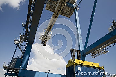 Low Angle View Of Dockside Crane Stock Photo