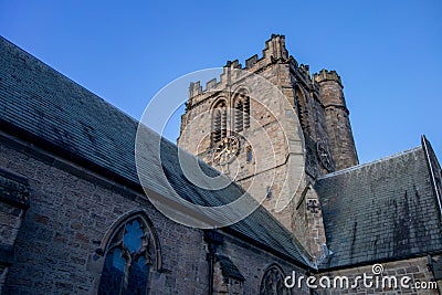 Low-angle view of the exterior of the church of Saint Mary the Virgin located in Goldsborough Stock Photo