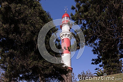 Low angle view of the iconic red and white 1903 lighthouse Stock Photo