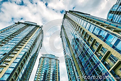 Low angle view of residential skyscrapers Stock Photo