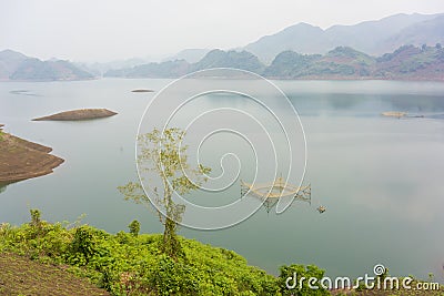 Low angle view of a river in a silent morning Stock Photo