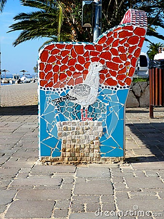 seagull bird made with mosaic tiles outdoors in Croatia Editorial Stock Photo