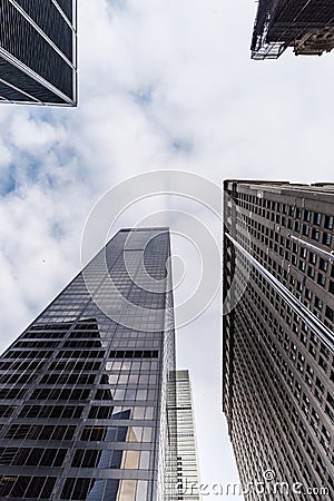 Low angle view of skyscrpers in downtown of New York Stock Photo