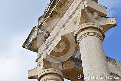 Low Angle View of Temple of Apollo Ruin Stock Photo