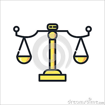 Law Balanced Scale Color Illustration Design Vector Illustration