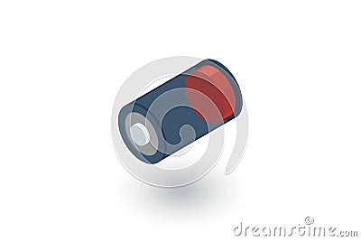 Low battery, charge isometric flat icon. 3d vector Vector Illustration