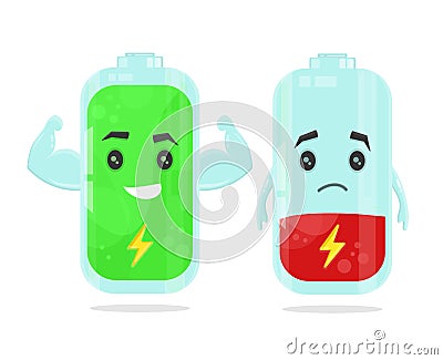 Low battery and full power battery vector Vector Illustration