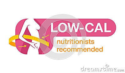 Low cal Nutritionists Weight loss sticker Vector Illustration