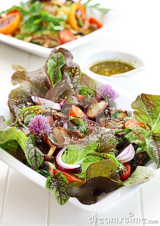 Low calorie salad with mushrooms Stock Photo