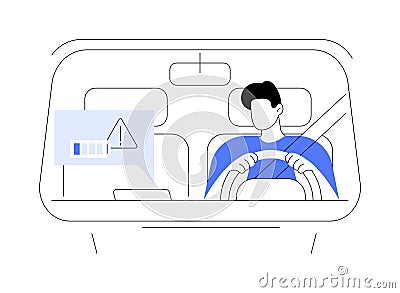 Low car battery abstract concept vector illustration. Vector Illustration