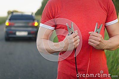 Low car battery charge. Stock Photo