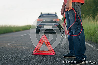 Low car battery charge. Stock Photo